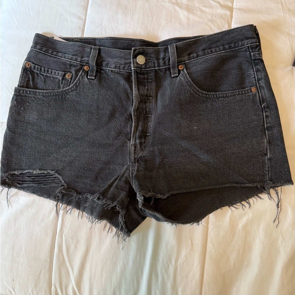 Levi's Black Jean Shorts High-Waisted Cut-Off